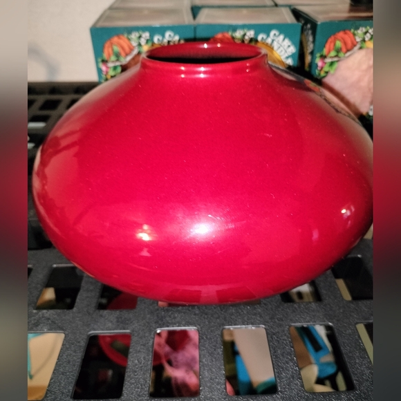 AMANO Germany Art Pottery Squat Vase Oxblood Red 629-13 - Picture 2 of 4